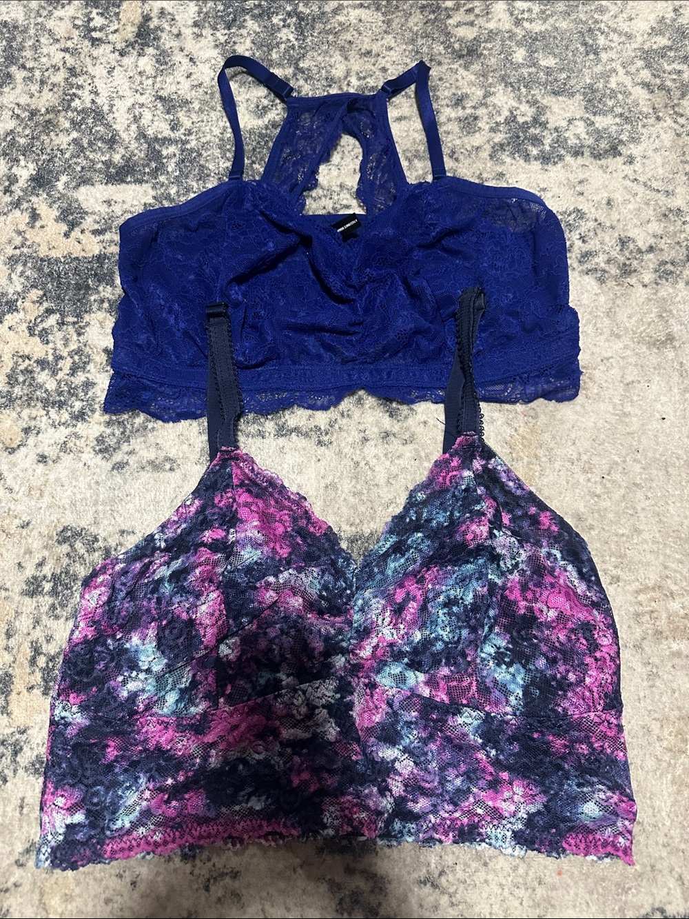 Torrid curve Set of Two Lace Bralettes in Navy and Multicolor